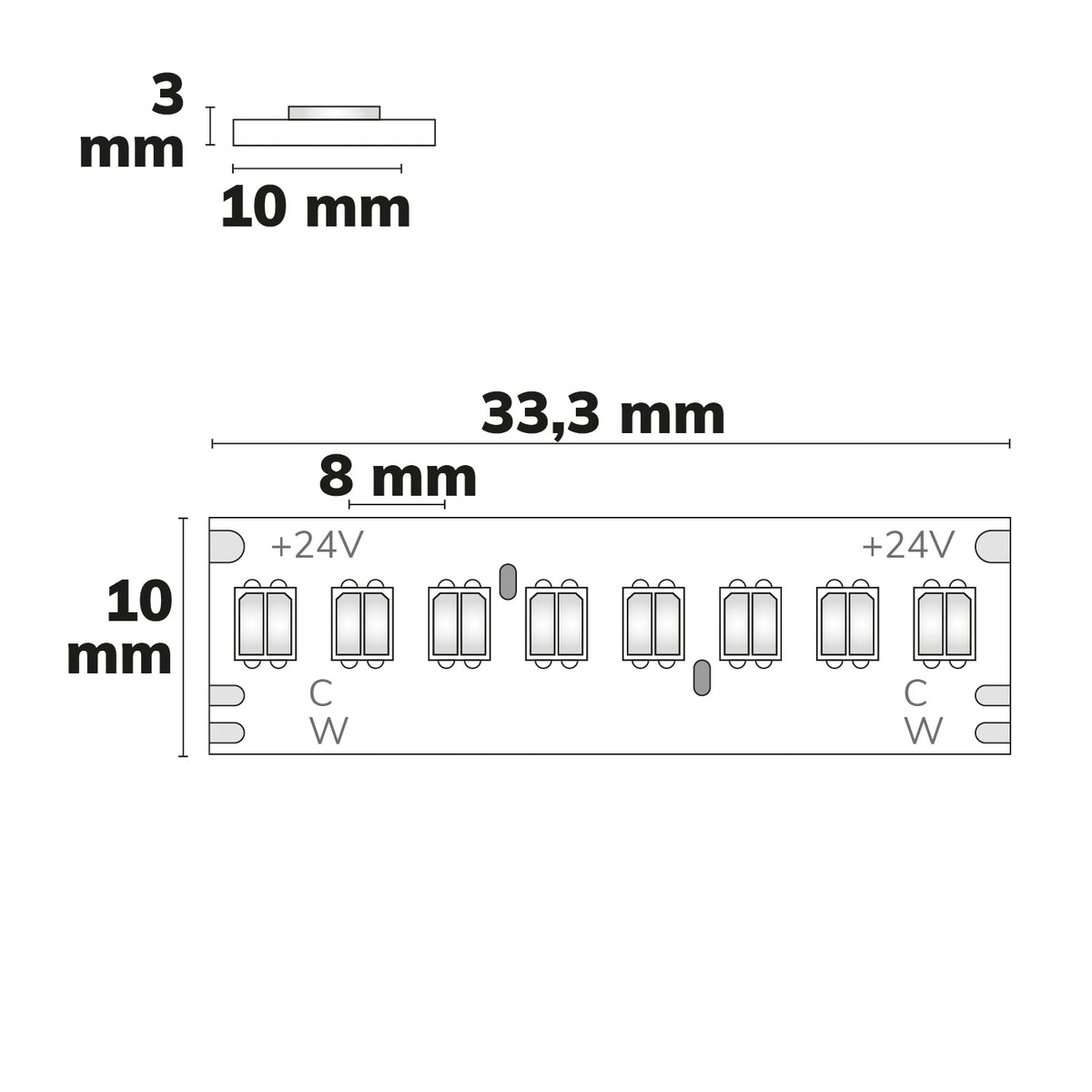 CRI918/940 CCT | LED-strip | 5m | 1800K-4000K | 10W+10W | 320 LED/m | 24V | IP20