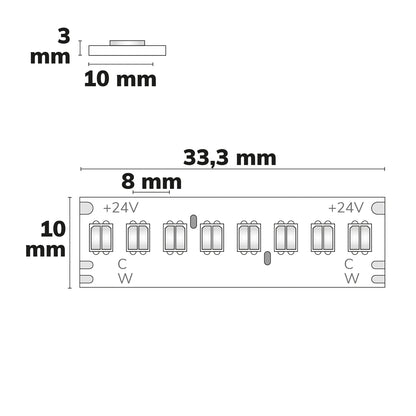 CRI918/940 CCT | LED-strip | 5m | 1800K-4000K | 10W+10W | 320 LED/m | 24V | IP20