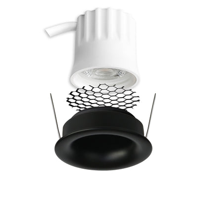 BACK32 | Inbouwspot | rond | CRI90 | verdiept | honingraat | 5W | dimbaar