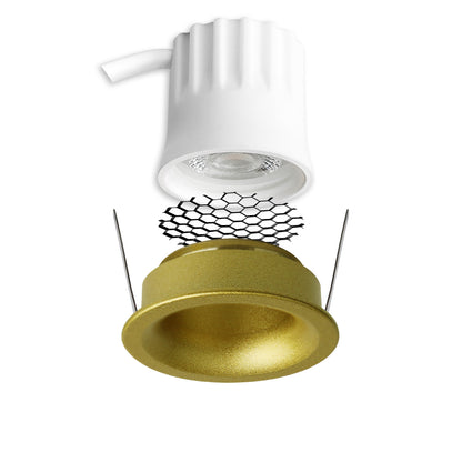 BACK32 | Inbouwspot | rond | CRI90 | verdiept | honingraat | 5W | dimbaar