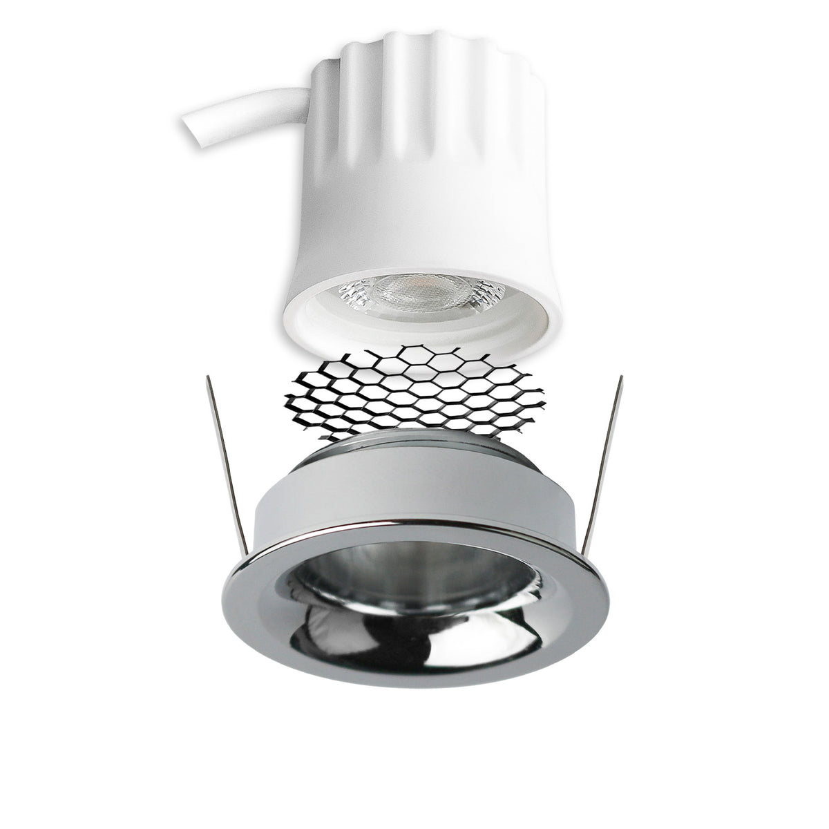 BACK32 | Inbouwspot | rond | aluminium gepolijst | CRI90 | verdiept | honingraat | 5W | dimbaar