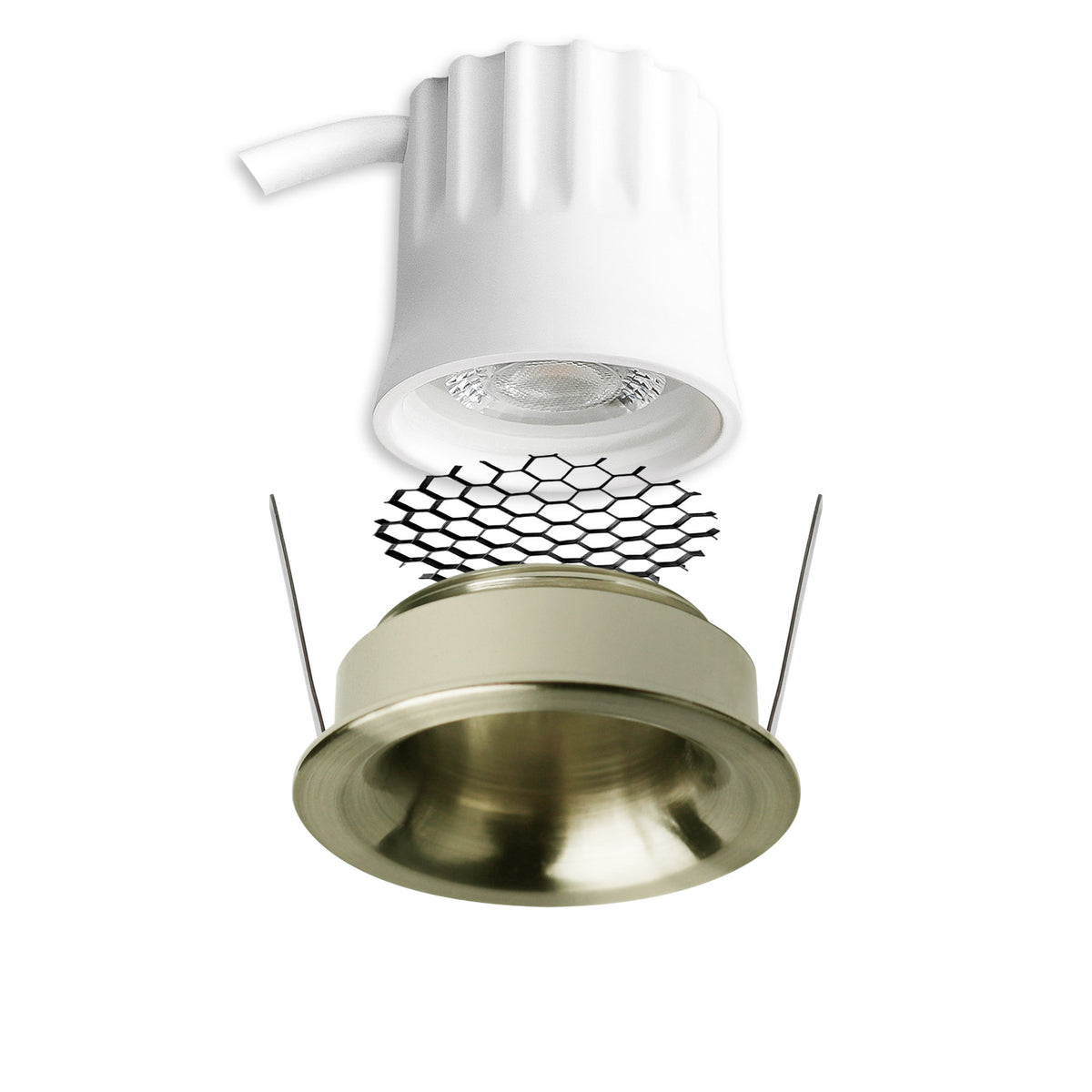 BACK32 | Inbouwspot | rond | messing geborsteld | CRI90 | verdiept | honingraat | 5W | dimbaar