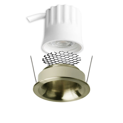 BACK32 | Inbouwspot | rond | messing geborsteld | CRI90 | verdiept | honingraat | 5W | dimbaar