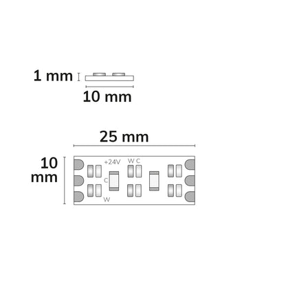 CRI919/940 CCT | LED-strip | 5m | 1900-4000K | 2x20W/m | 24V | IP20