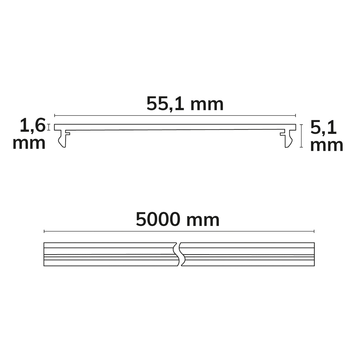 LINKLINE50 | Profielaccessoire | Prismatische rolafdekking | UGR<19 | 500cm