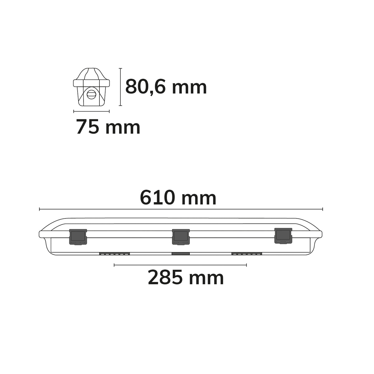 SL | Lineaire armatuur | waterdicht | 60cm | IP66 | 14-20W | CCT 3000/4000/5700K