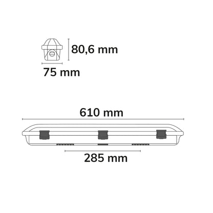 SL | Lineaire armatuur | waterdicht | 60cm | IP66 | 14-20W | CCT 3000/4000/5700K