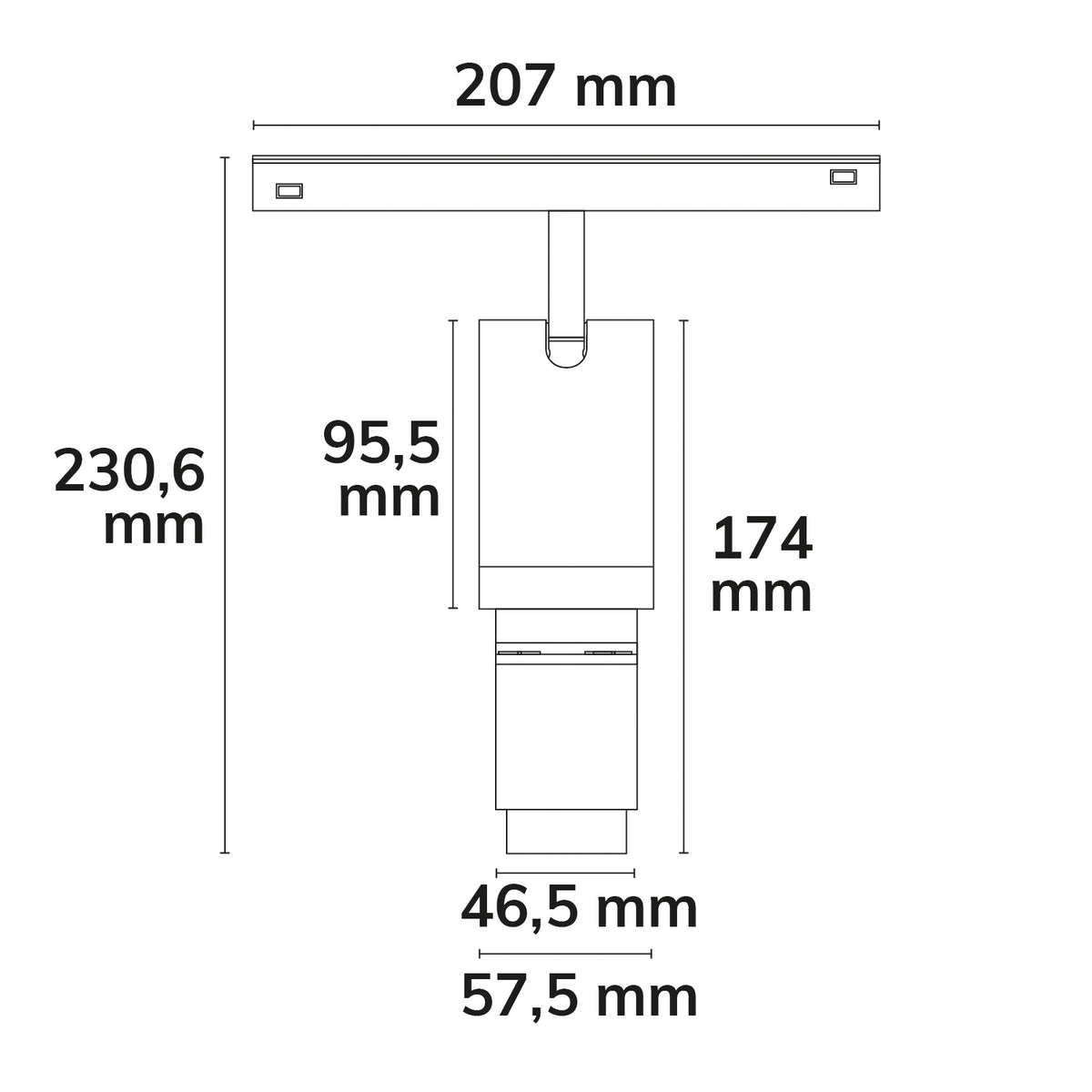 Track48 SHAPE | Railspot | contourspot | 20W | 30° | CRI90 | DALI dimbaar | zwart
