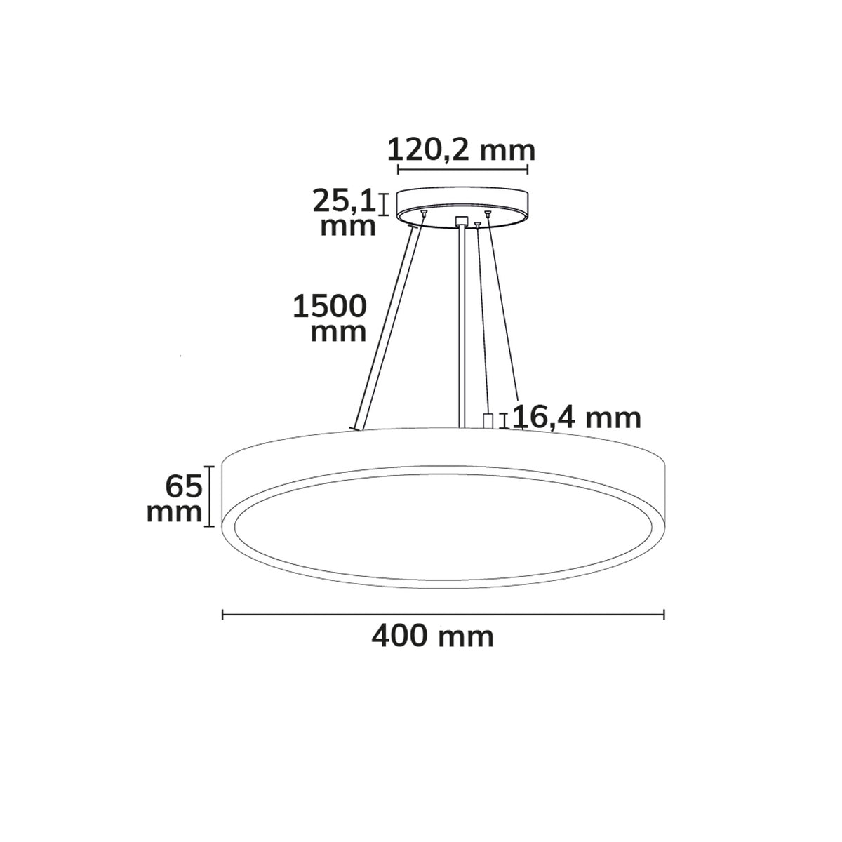 Hanglamp | rond Ø400mm | up&down | UGR<19 | 20/30W+3W | IP42 | CCT | dimbaar