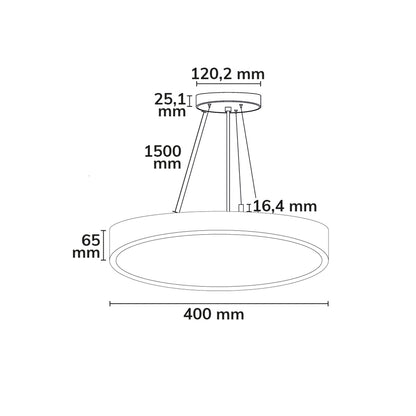 Hanglamp | rond Ø400mm | up&down | UGR<19 | 30W+3W | IP42 | CCT | DALI dimbaar