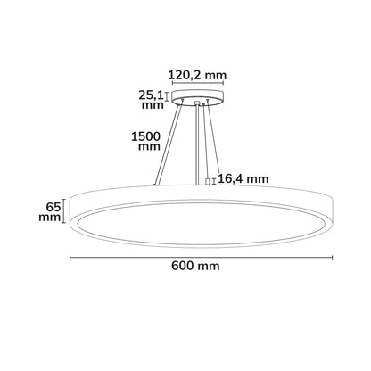 Hanglamp | rond Ø600mm | UGR<19 | 40/50W | IP42 | CCT 2700/3000/4000K | dimbaar