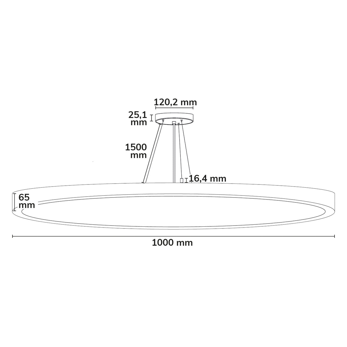 Hanglamp | rond Ø1000mm | up&down | UGR<19 | 80/100W+8W | IP42 | CCT | dimbaar