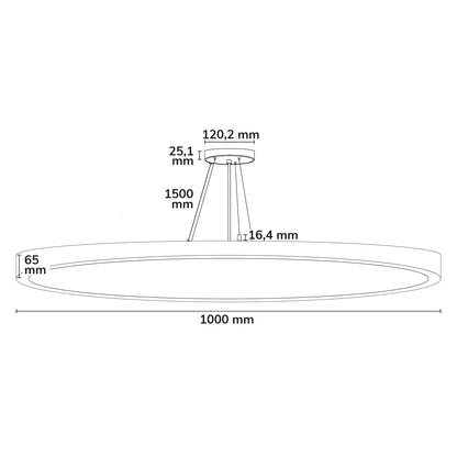 Hanglamp | rond Ø1000mm | up&down | UGR<19 | 80/100W+8W | IP42 | CCT | dimbaar