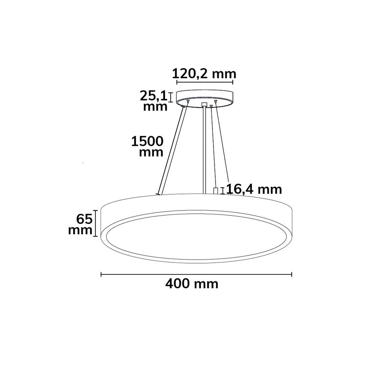 Hanglamp | rond Ø400mm | UGR<19 | 20/30W | IP42 | CCT 2700/3000/4000K | dimbaar