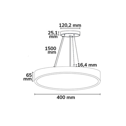 Hanglamp | rond Ø400mm | UGR<19 | 20/30W | IP42 | CCT 2700/3000/4000K | dimbaar