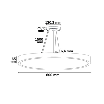 Hanglamp | rond Ø600mm | UGR<19 | 40/50W | IP42 | CCT 2700/3000/4000K | dimbaar