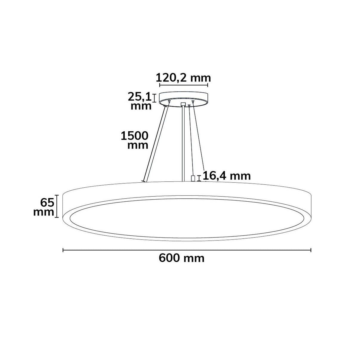 Hanglamp | UGR<19 2H | Up&Down | DN600 | 2700/3000/4000K | 42W+6W | IP42 | DALI dimbaar