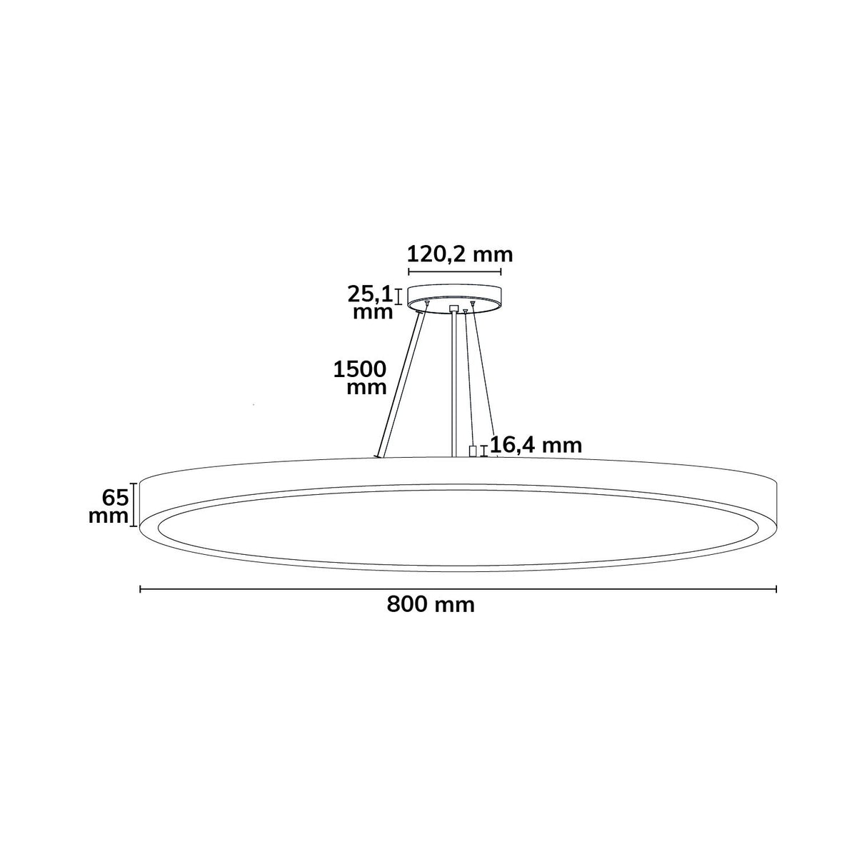 Hanglamp | rond Ø800mm | up&down | UGR<19 | 60/70W+6W | IP42 | CCT | dimbaar | wit