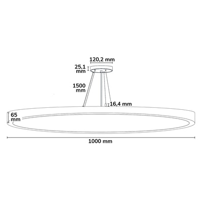 Hanglamp | rond Ø1000mm | up&down | UGR<19 | 80/100W+8W | IP42 | CCT | dimbaar