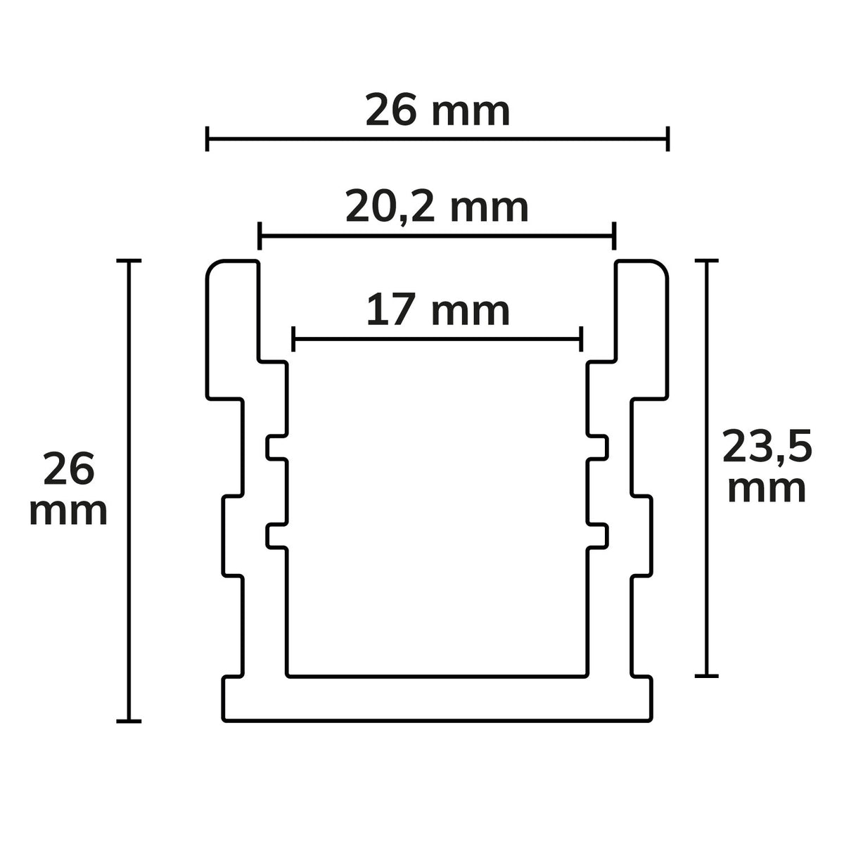 GROUND-OUT16 | Aluminium profiel | beloopbaar | geanodiseerd | incl. opaal afdekking | 200cm