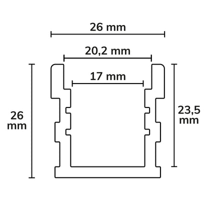 GROUND-OUT16 | Aluminium profiel | beloopbaar | geanodiseerd | incl. opaal afdekking | 200cm