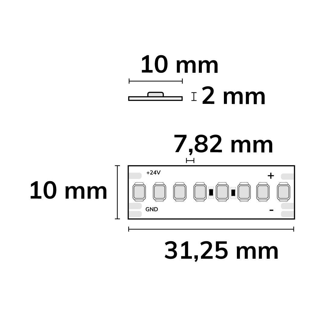 CRI918/940 CCT | LED-strip | 10m | 1800-4000K | 6W+6W | 24V | IP67