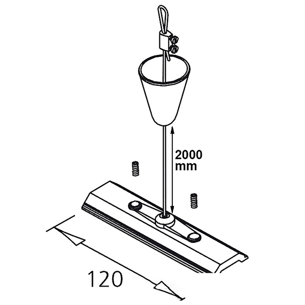 3-PH Classic | Railaccessoire | Kabelpendel met montageplaat | staalkabel 2m | 1 stuk