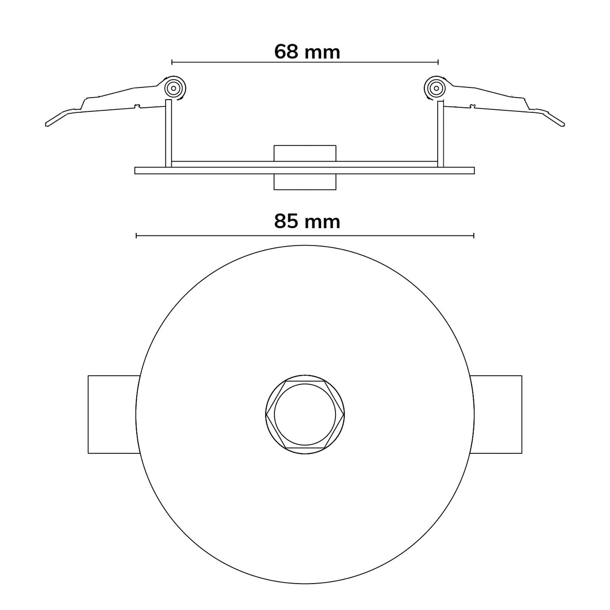 Installatiemateriaal | inbouw plafondkap rond | gat 68mm | kabel tot 9mm