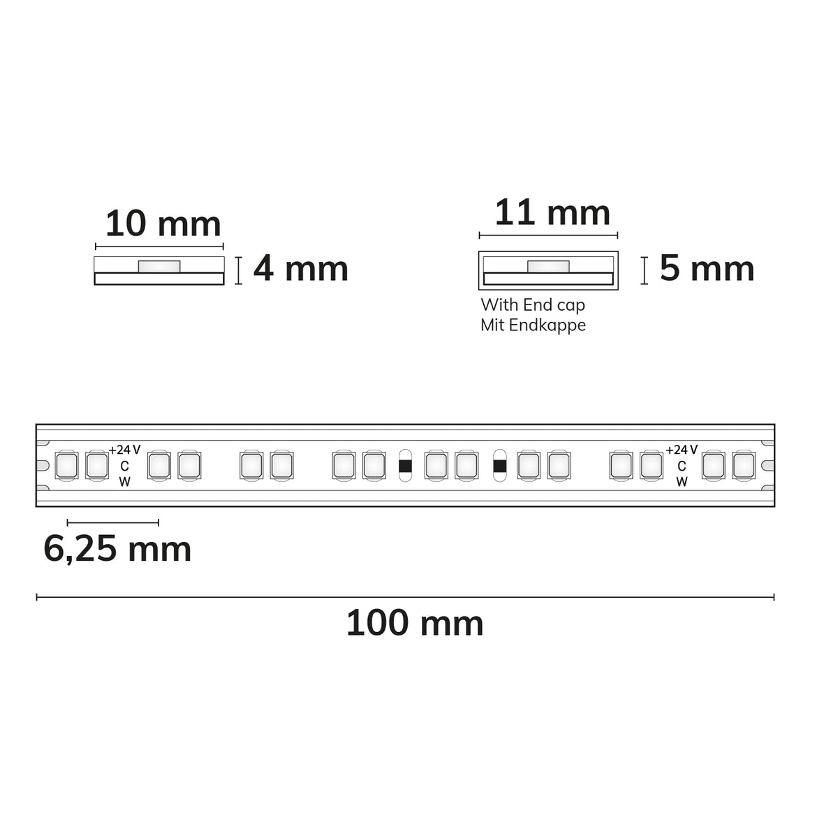 AQUA918/940 Linear CCT | LED-strip | 5m | 1800-4000K | 7W+7W | 24V | IP68