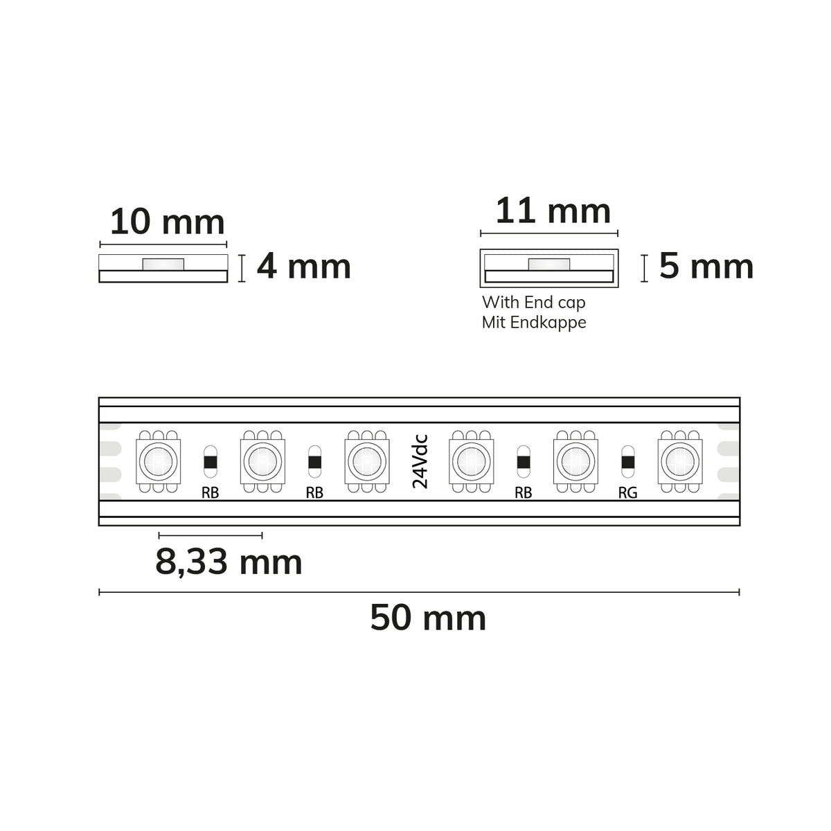 AQUA RGB Linear | LED-strip | 5m | 14,4W/m | 24V | IP68