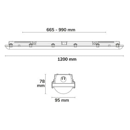 HEQ | Lineaire armatuur | waterdicht | met HF-sensor | 120cm | 25-40W | IP65