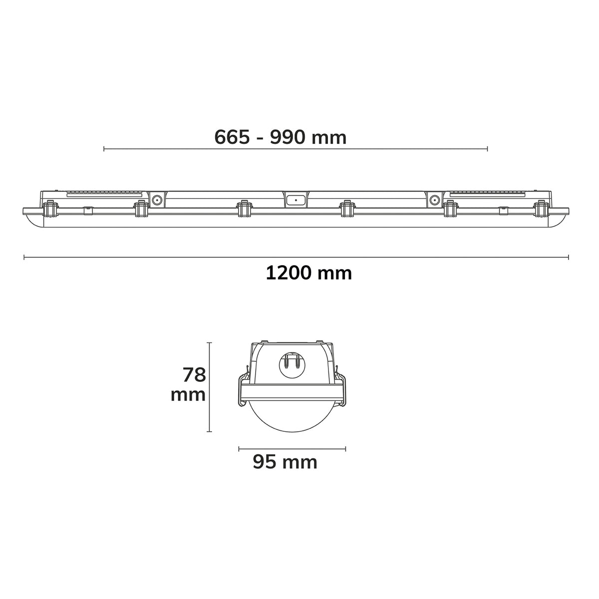 HEQ | Lineaire armatuur | waterdicht | 120cm | 25-40W | 3000/3500/4000K | IP65 | DALI DT6