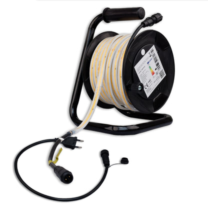 COB | LED-strip | 230V | 25m kabelhaspel | 12W/m | CRI80 | IP67