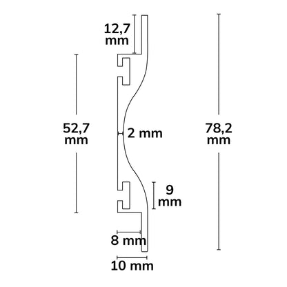 Versa8 Flat | Aluminium profiel | wandprofiel Up&Down | 8mm strips | 200cm