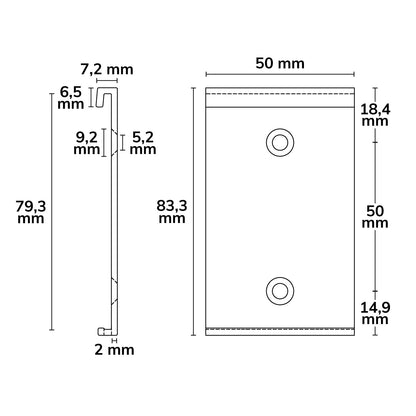 Versa12 | Profielaccessoire | Wandmontageclip | 5cm