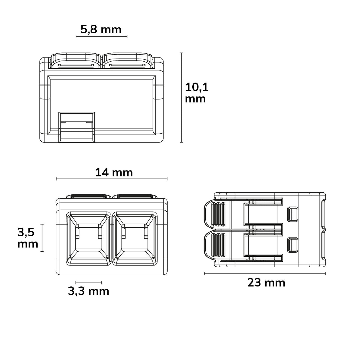 Connector | Hevelklem 2-polig | 0,2-4mm² | 450V/32A | 50 stuks