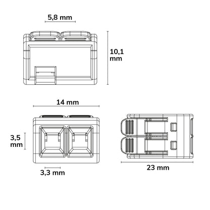 Connector | Hevelklem 2-polig | 0,2-4mm² | 450V/32A | 50 stuks
