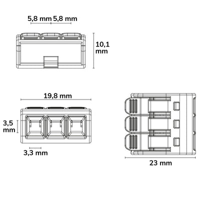 Connector | Hevelklem 3-polig | 0,2-4mm² | 450V/32A | 25 stuks