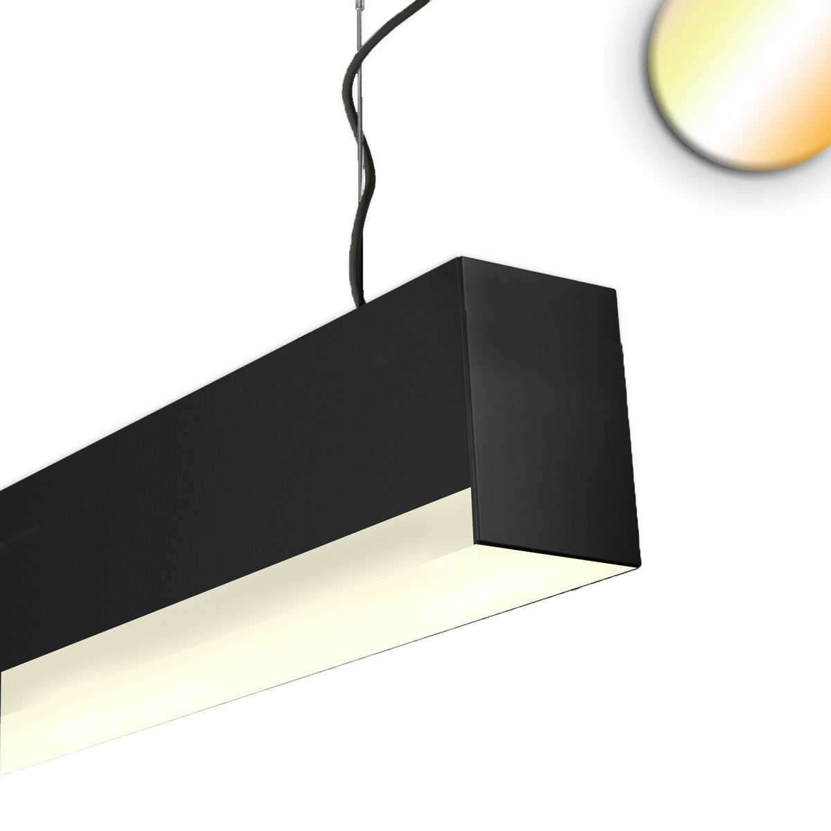PROLAMP 30HIDcri90hs | Lineaire armatuur | hangend | zwart | 68W | CCT+CCT | 1500mm | Push/DALI