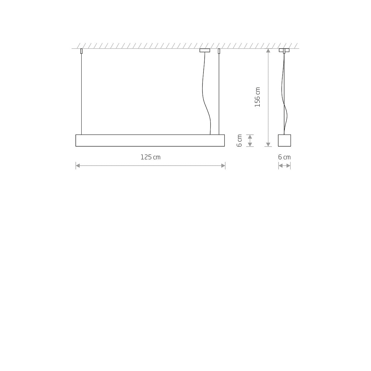 SOFT LED hanglamp technische tekening met afmetingen