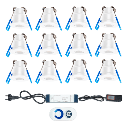 Verandaspots | Inbouwspot | Set 12 stuks | zaagmaat Ø28mm | 2700K | 3W | Wit | IP65