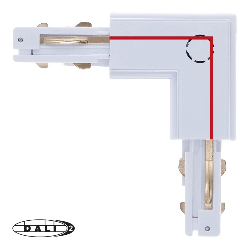 DALI 3-fase Rail | L-vorm Connector | Outside | Wit