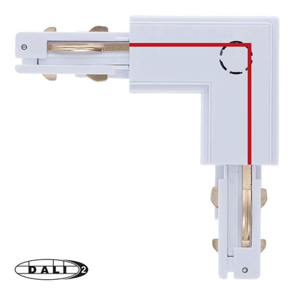 DALI 3-fase Rail | L-vorm Connector | Outside | Wit