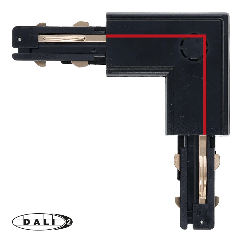 DALI 3-fase Rail | L-vorm Connector | Outside | Zwart