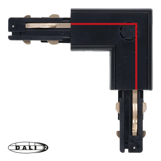 DALI 3-fase Rail | L-vorm Connector | Outside | Zwart