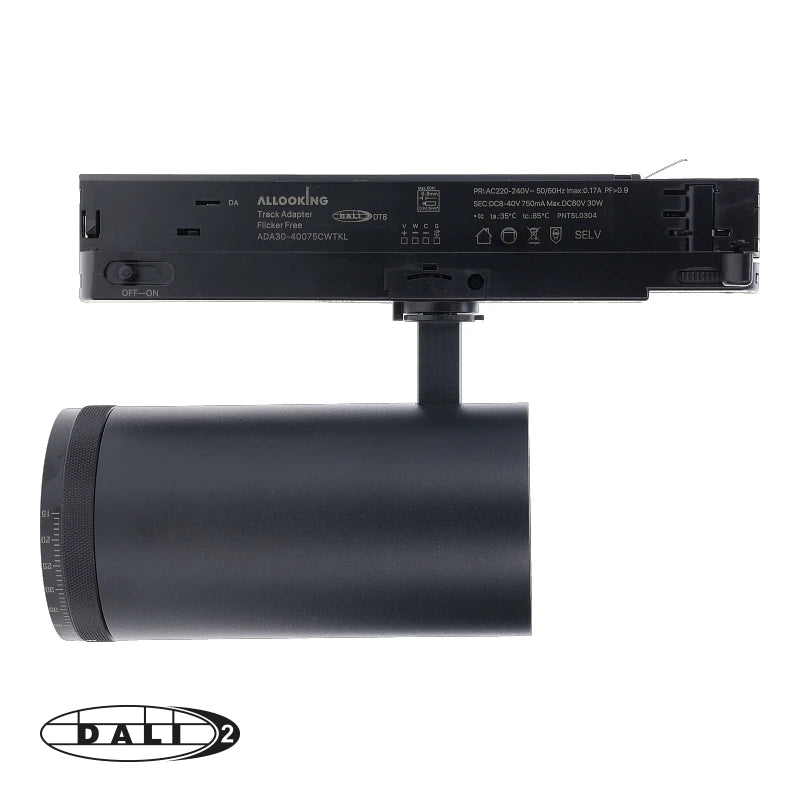 DALI 3-fase Railspot Zoomaro 30W dimbaar tunable white 2700-4000K Zwart
