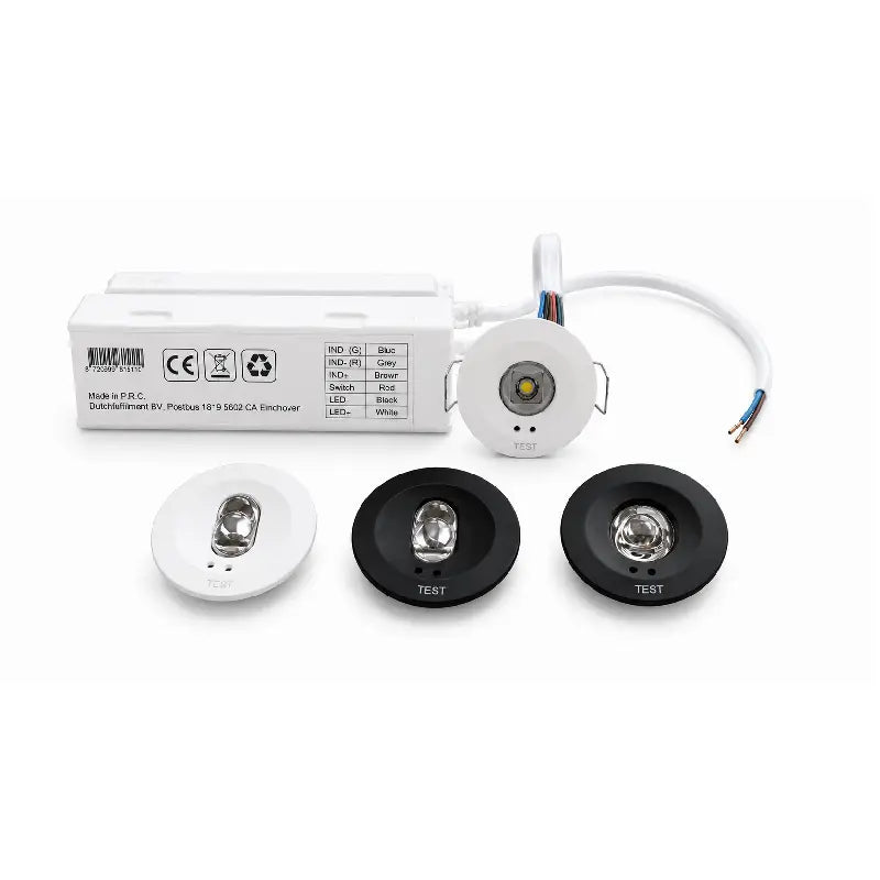 Lumexa Noodverlichting Inbouwspot 1W met Wisselbare Lens Wit en Zwart