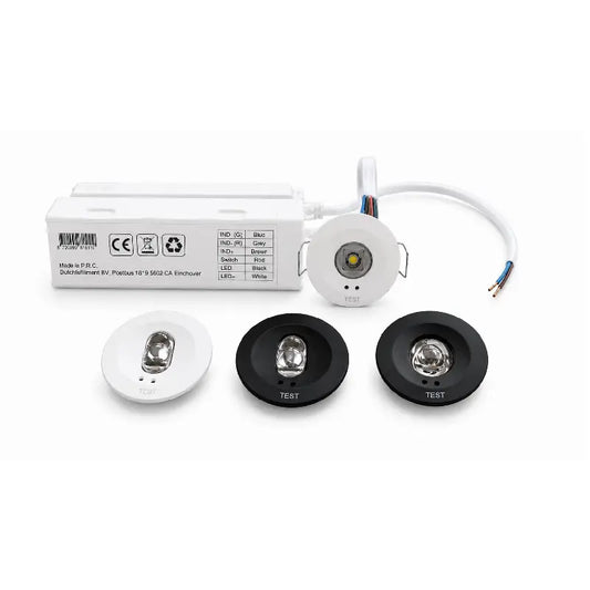 Lumexa Noodverlichting Inbouwspot 1W met Wisselbare Lens Wit en Zwart