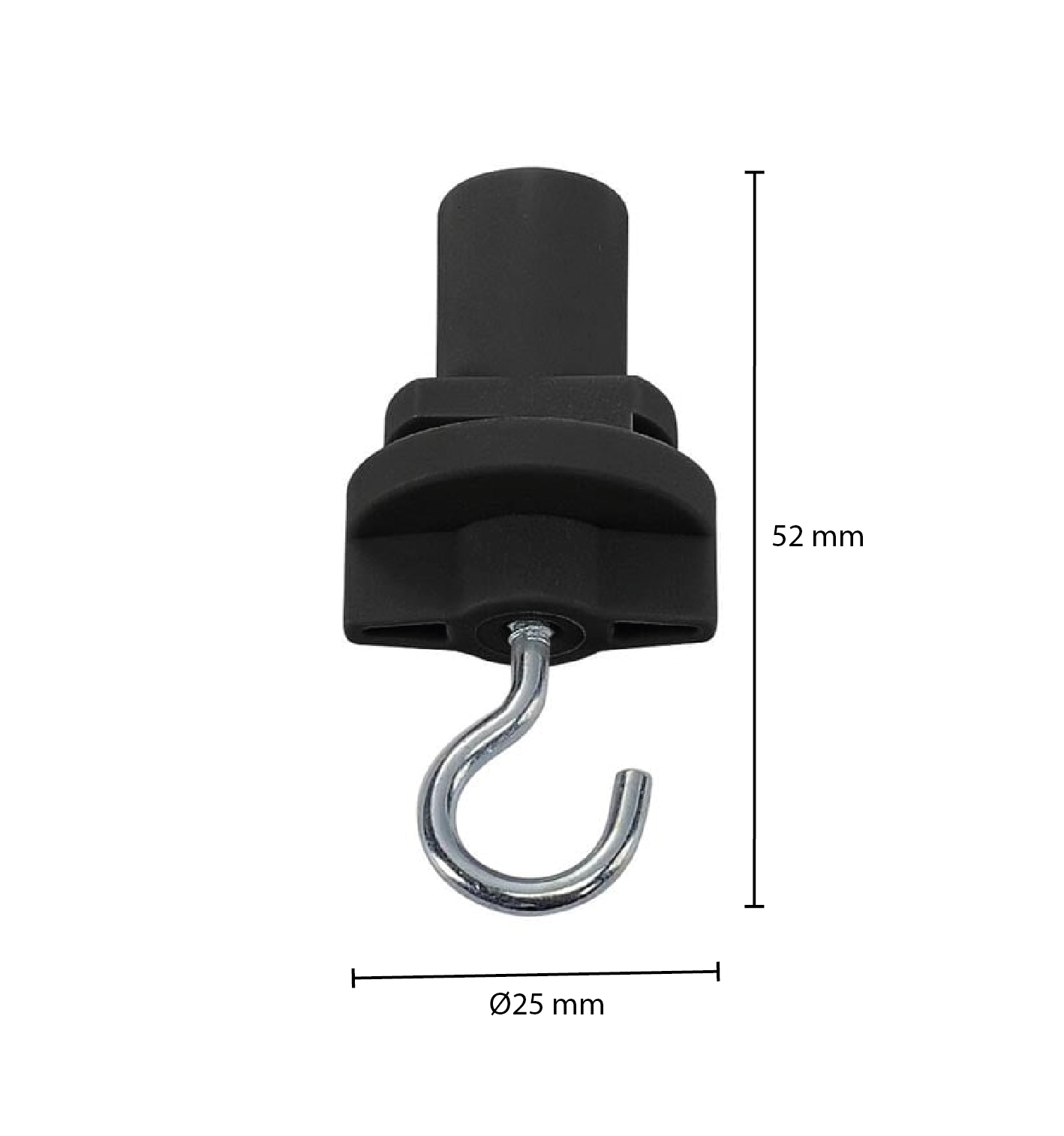 3-fase Adapter | met Haak | Zwart