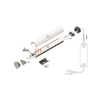 Lumexa Aluminium hoekprofiel 1m met cirkelvormige cover voor LED-strip tot 10 mm